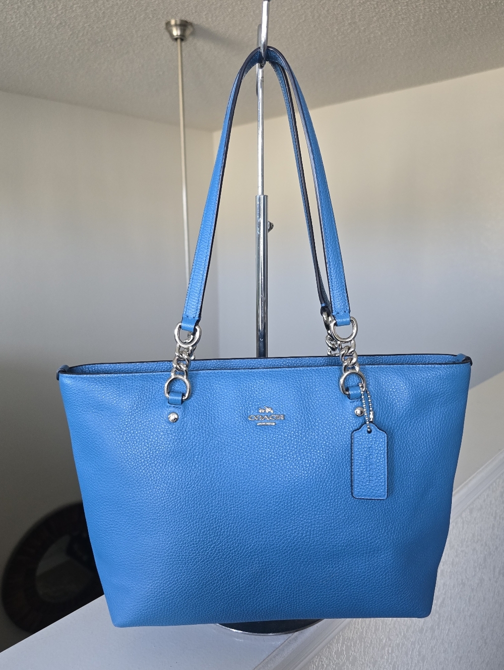 Coach Sophia Small Tote Bright Blue Pebbled Leather 💙 & Silver Hardware #36604